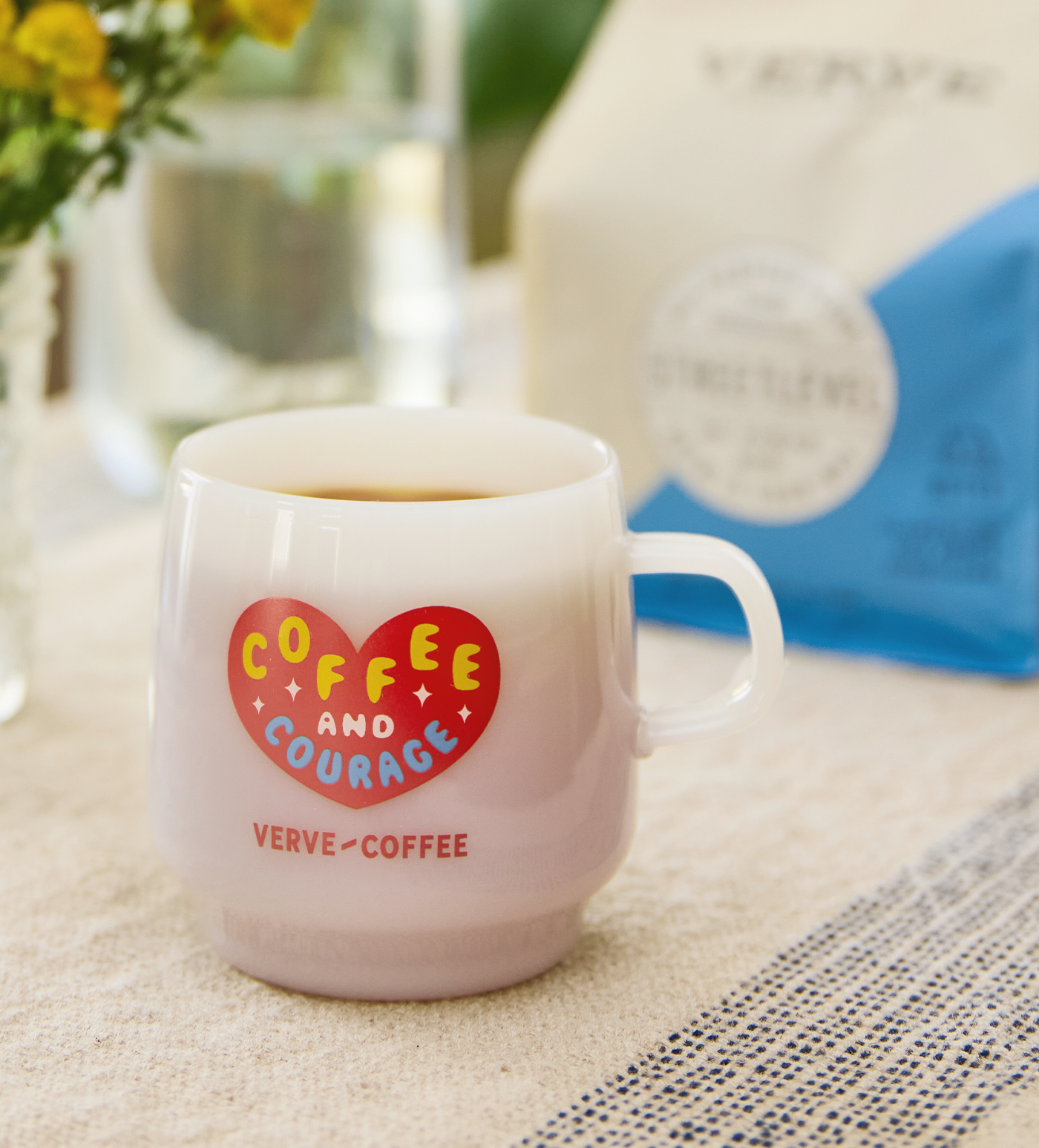 Coffee and Courage Milk Glass Mug - Image 2